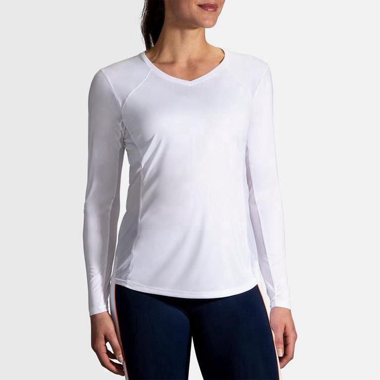 Brooks Stealth Hardloopshirts Met Lange voor Dames Wit (IADWX-5130)